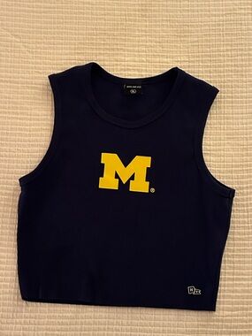University of Michigan Cropped Ribbed Tank Top